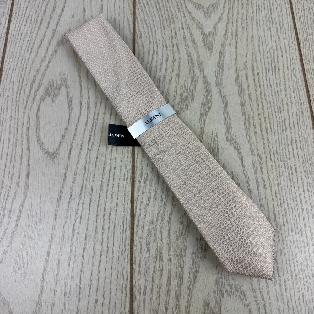 664 Alfani Men's Tie Dawson Mini 260 Taupe $55 Polyester